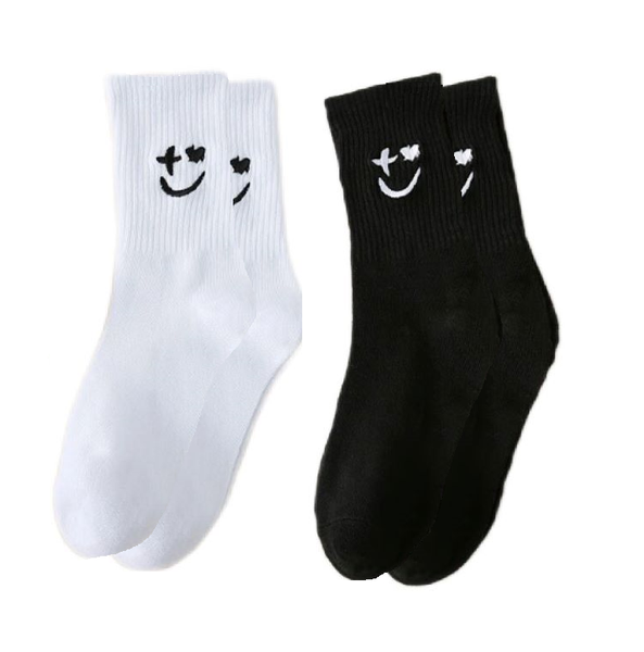 Novelty Socks - Cotton Blend - 2 Pairs - 1 Each Black And White
