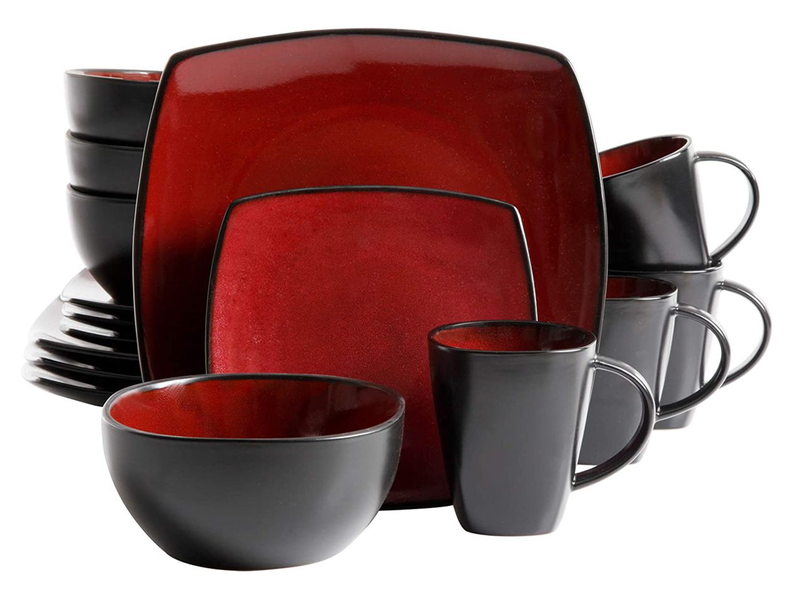 Ceramic Dinnerware Set -Red and Black