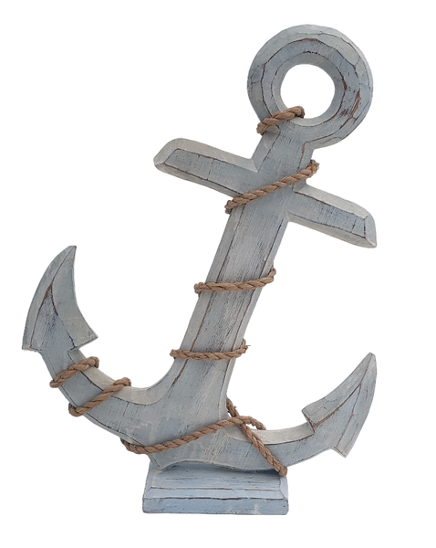 Wood Anchor on stand - 40cm - Light Blue