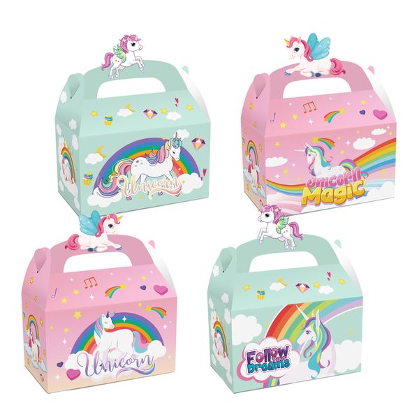 Party Favor Boxes - Unicorn Rainbow Theme (12 Boxes)