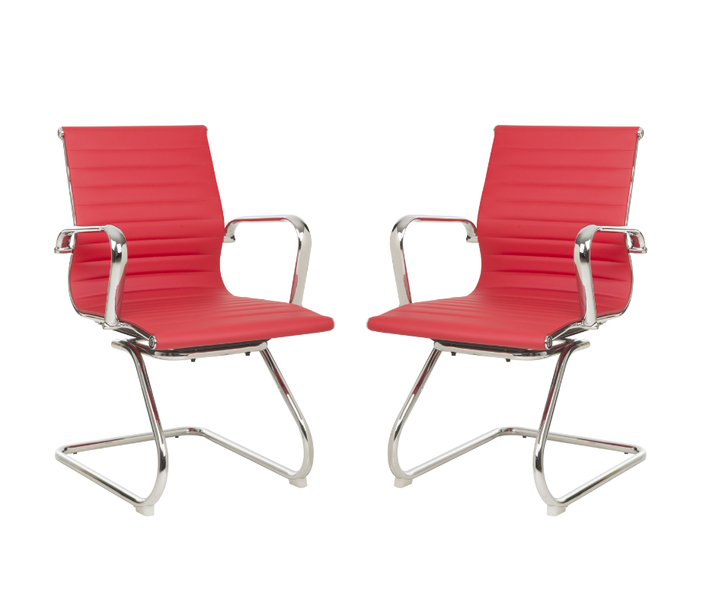 TOCC Ribbed Visitor Office Chair Set of 2 - Red
