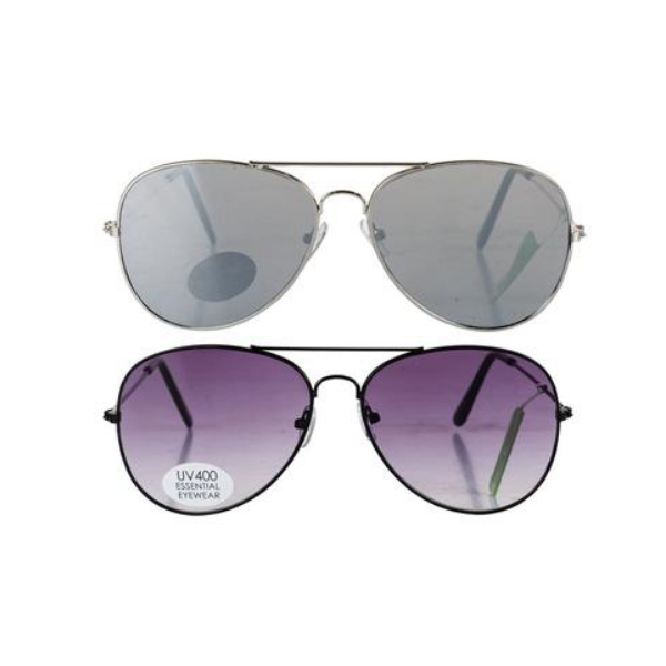 Essential Eyewear - Classic Aviator Sunglasses - Set of 2