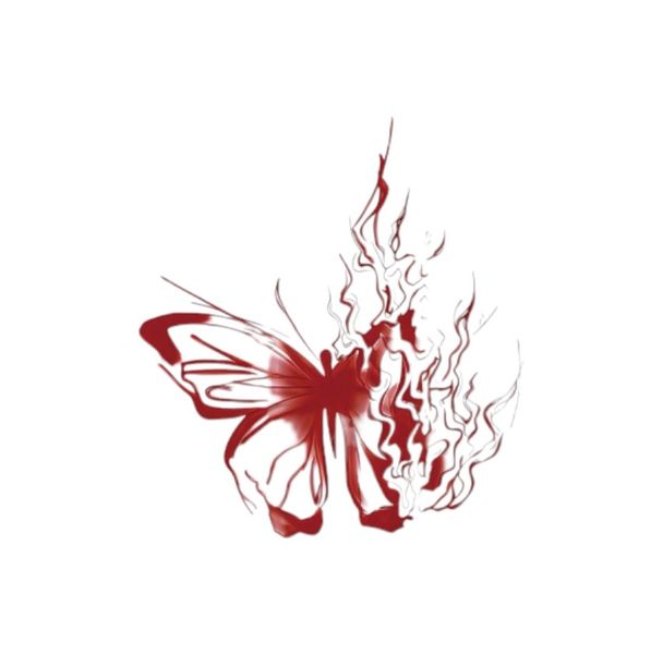 1 Piece - Flaming Butterfly Temporary Tattoo - Red