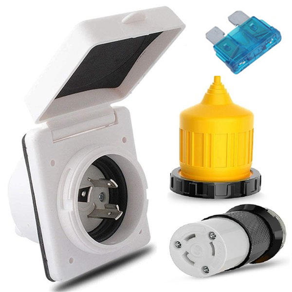 Rv Power Inlet Outlet Shore Power Kit W/Boot Cord Compatible with None