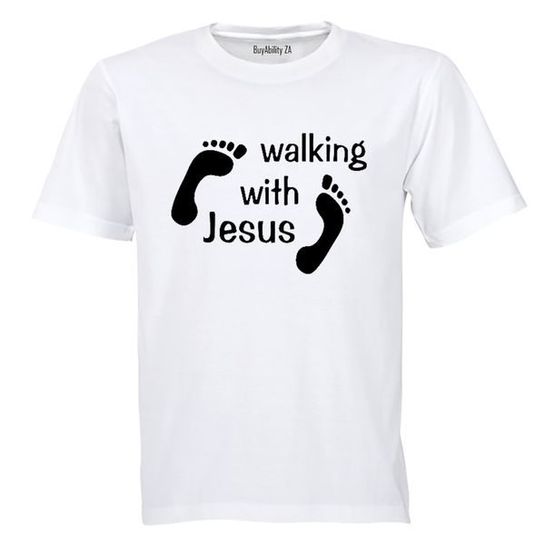 Walking with Jesus - Mens - T-Shirt - White