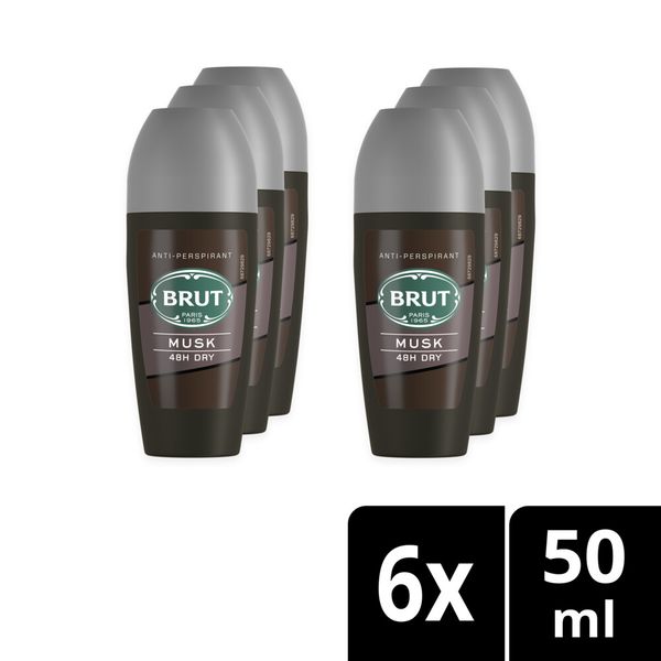 BRUT Musk Antiperspirant Roll-On Deodorant 6x50ml