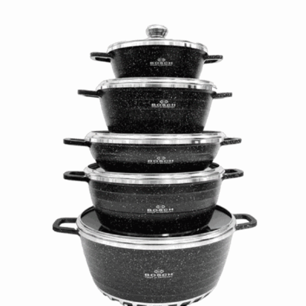 10 Piece Non Stick Pot Set -Black