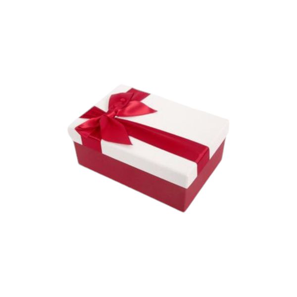 Set of 10 Red Premium Gift Boxes With White Lid and Red Ribon