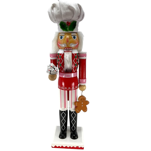 Christmas Wood Nutcracker Holding Candy and Gingerbread - 38cm