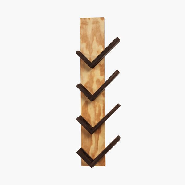 Wall Wine Holder Brown Shelves with Clear Back