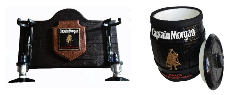 Captain Morgan Combo (2 x Optic Liquor Dispenser &amp; Ice Bucket) Dark Wood