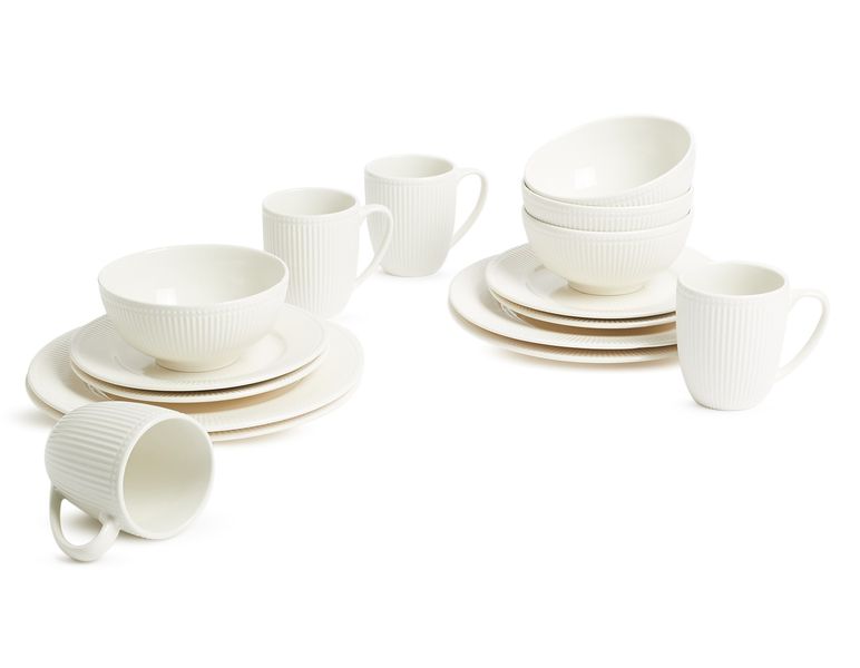 George &amp; Mason - Embossed Porcelain Dinner Set - 16 Piece