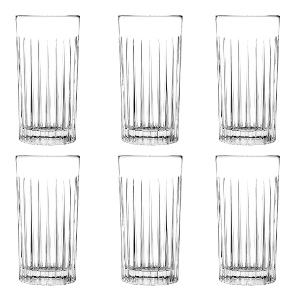 6 Piecess Tumbler 330ml Linear Glanear Pillar Ribbed