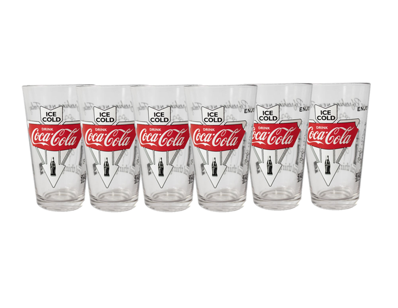 Coca-Cola Vintage Style, Printed, V-Tumbler 400ml Glasses (6-pack)