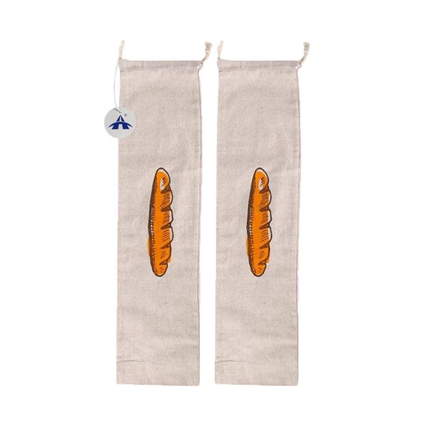 ALANES 2 Piece Bread Bags Set Reusable Bread Bags for Baguette Loaf Storage