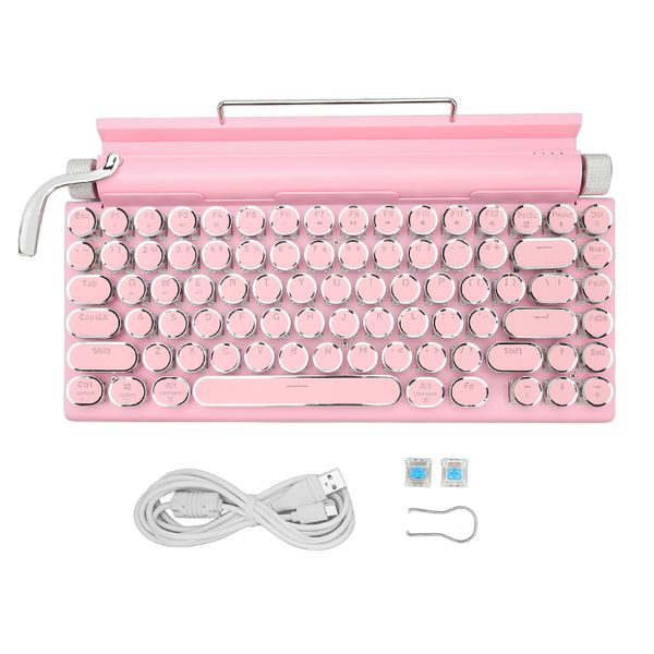 83 Key Wireless Keyboard Knob, Round Keys, Pink