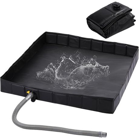 Camping Shower Base, Foldable Shower Tent Awning Base with Drain Hose, Black Image