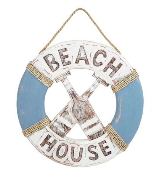 Nautical Life Buoy Wall Hanging Beach House Decor - (30cm)