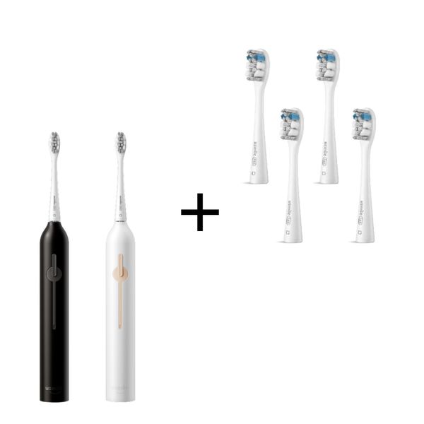 His &amp; Hers P1 Sonic Toothbrush Bundle with 4 x Replacement Brushes