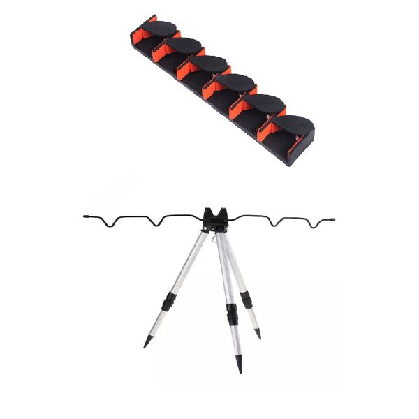 Wall Mounted Fishing Rod Holder and Tripod Fishing Rod Holder (Combo)