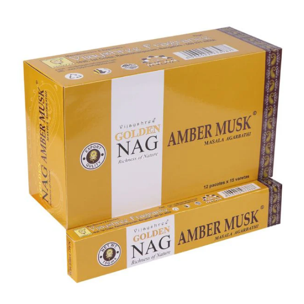 Golden Nag Incense Sticks - 12 Pack - Amber Musk