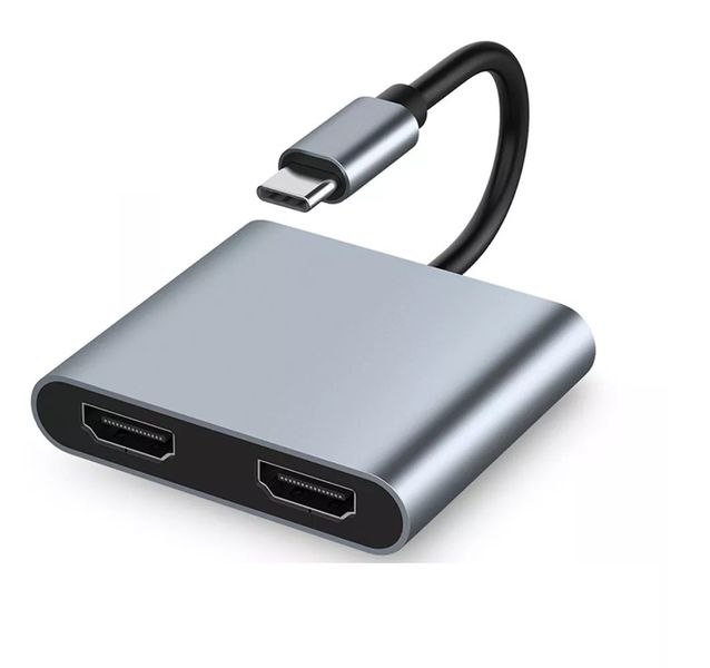 USB-C/Type-C 4-in-1 Multiport Adapter Dual HDMI, USB-C PD, and USB 3.0 Hub