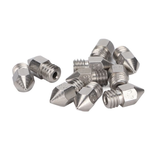 10-Pack MK8 Nozzles - 0.3mm Stainless Steel