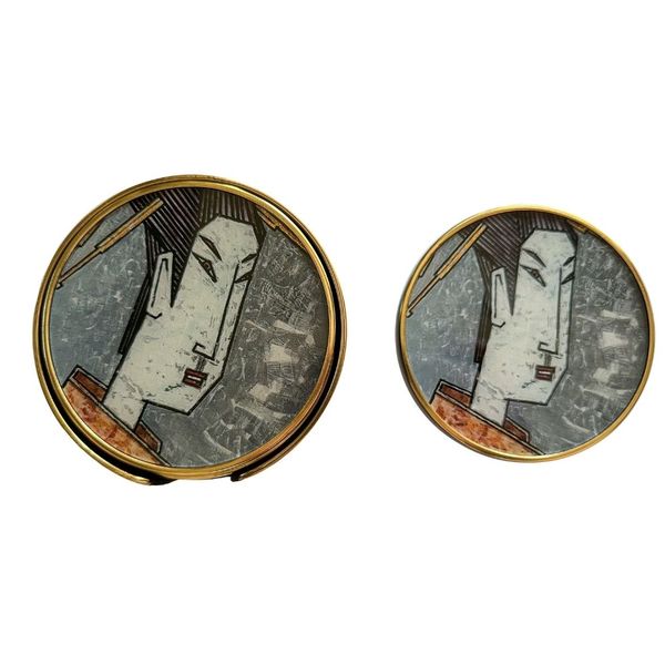 Geisha Girl Design Coasters Pack of 6 with Holder - Various Colours