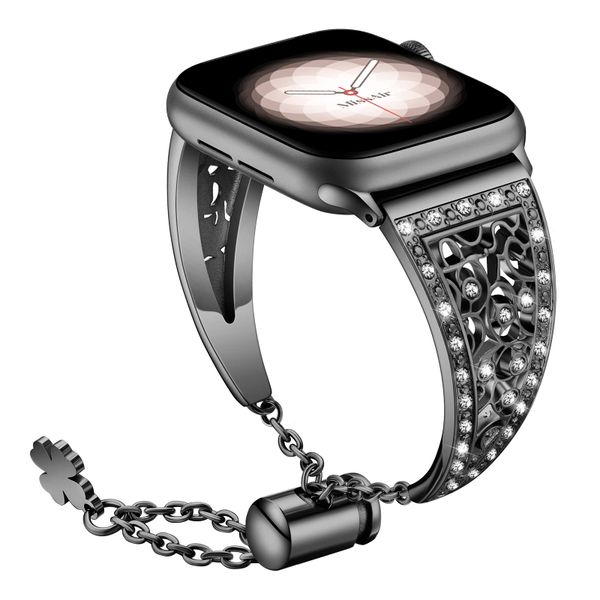 Adjustable Shiny Metal Strap Compatible with Apple Watch Band 38/40/41mm