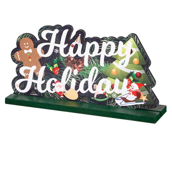 Lovely Xmas Wood Ornament Santa Claus Wood Craft Tabletop Decorations Chris