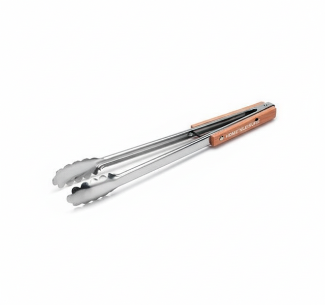 Home n Leisure 40cm Stainless Steel BBQ Tongs with Wooden Handle