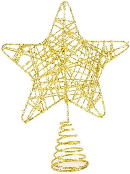 Flexxy Christmas Glittered Tree Star Topper Decoration, Seasonal Décor Gold