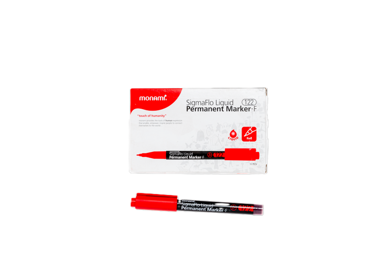 MONAMI Permanent Marker SigmaFlo F122 Fine Box 12's Red