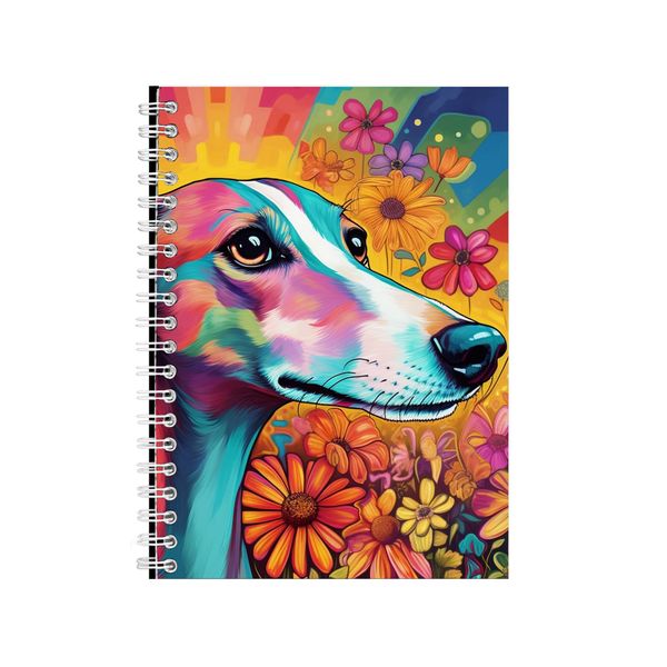 Greyhound Dog With Gerbera Neon Notebook Gift Idea A4 Notepad Pad 73