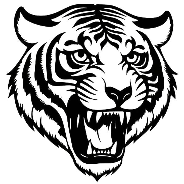 Decor Aggressive Metal Tiger Wall Mounted Art Decal (30cm)