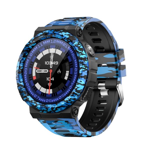Waterproof Camouflage Design Smart Watch with Built-In LED Flashlight - Blue