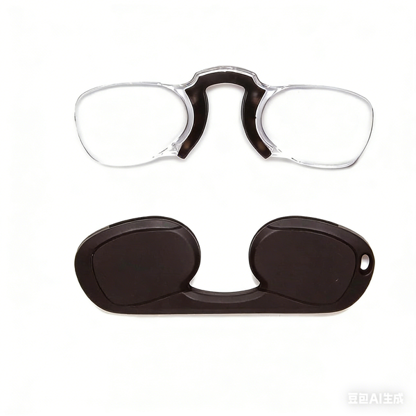 Armless Reading Glasses, Nose Clip type, with Keychain Case