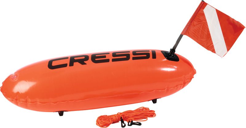 Cressi Torpedo Buoy - Heavy-Duty PVC Spearfishing Float with Diver Flag