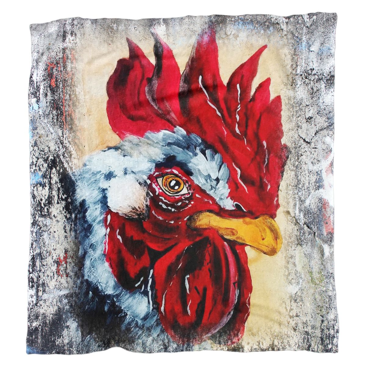 Bright Red Rooster Light Weight Fleece Blanket By Hazell Schoeman 