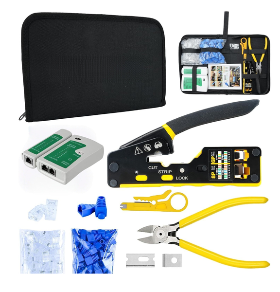 RJ45 Crimp Tool, Ethernet Crimper Tool Kit With Case, All-In-One