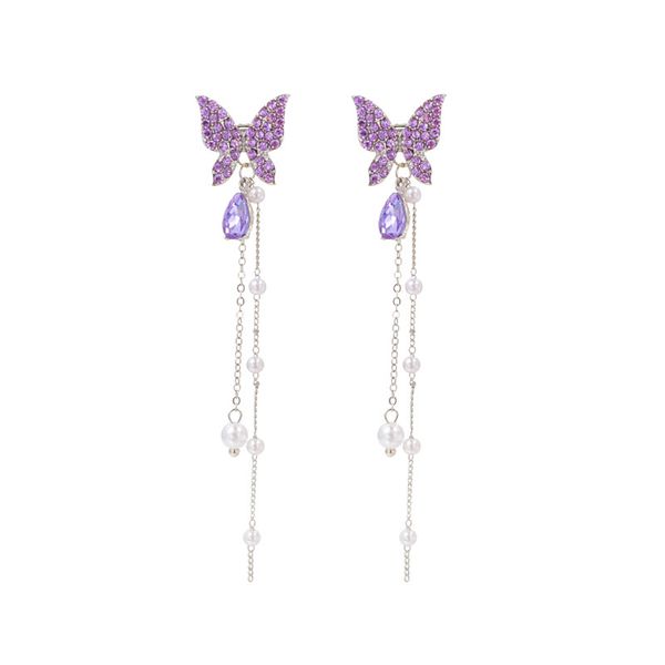 Women's Purple Stainless Steel Clip-Ons Earrings E0268