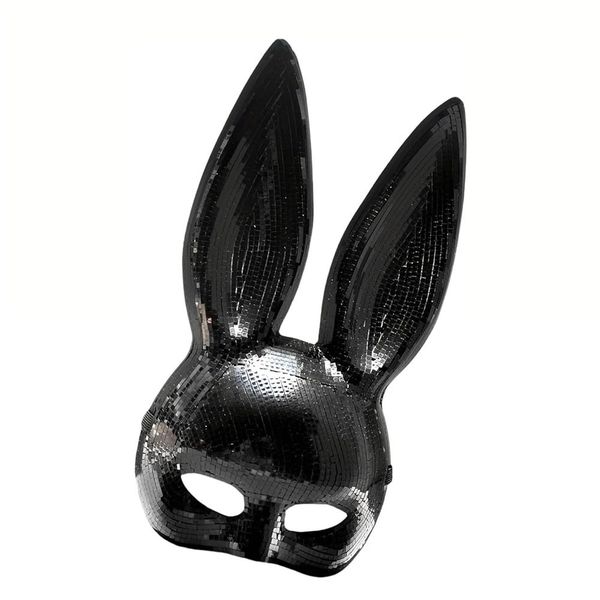 Cosplay Sequin Rabbit Face Mask Masquerade Costume Halloween Party - 34cm