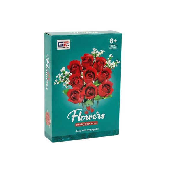 Great Friend Red Rose &amp; Gypsophila Building Block Set (952 Pieces)