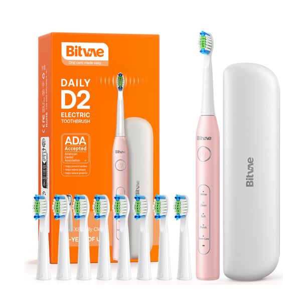 Bitvae D2 Electric Toothbrush 8 Brush Heads 5 Modes - WHITE