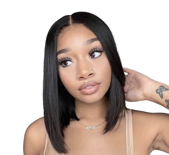 Black Peruvian Hair 8inch Bob Wig