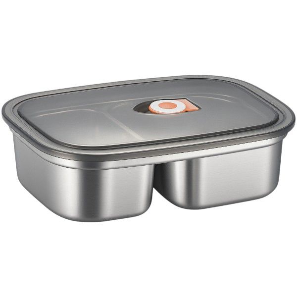 Stainless Steel Lunch Box With Leak-Proof Design - Silver - 2 Pack