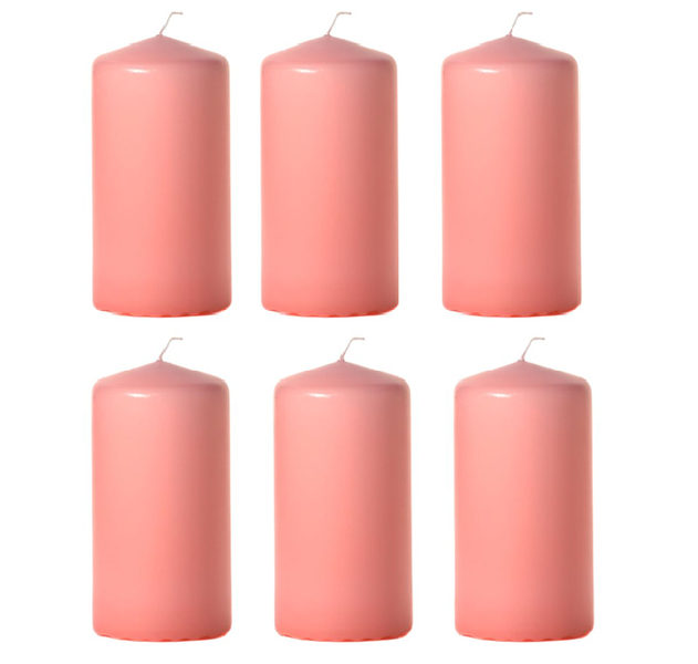 6 Piece Pillar Candles - Orange