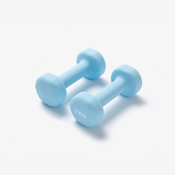 2KG Dumbbells Set of 2, Blue Non-Slip Iron Weights for Home Fitness &amp; Yoga