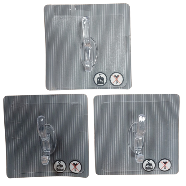 3 Piece Self Adhesive Hooks for Towels or Face Cloths