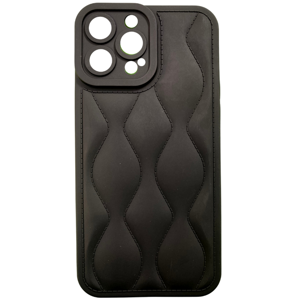 Wavy Puffer Phone Case for iPhone - Black